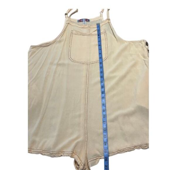 URBAN OUTFITTERS Overall Shorts XL Yellow Square Neck Pocket Short Romper - Picture 4 of 12